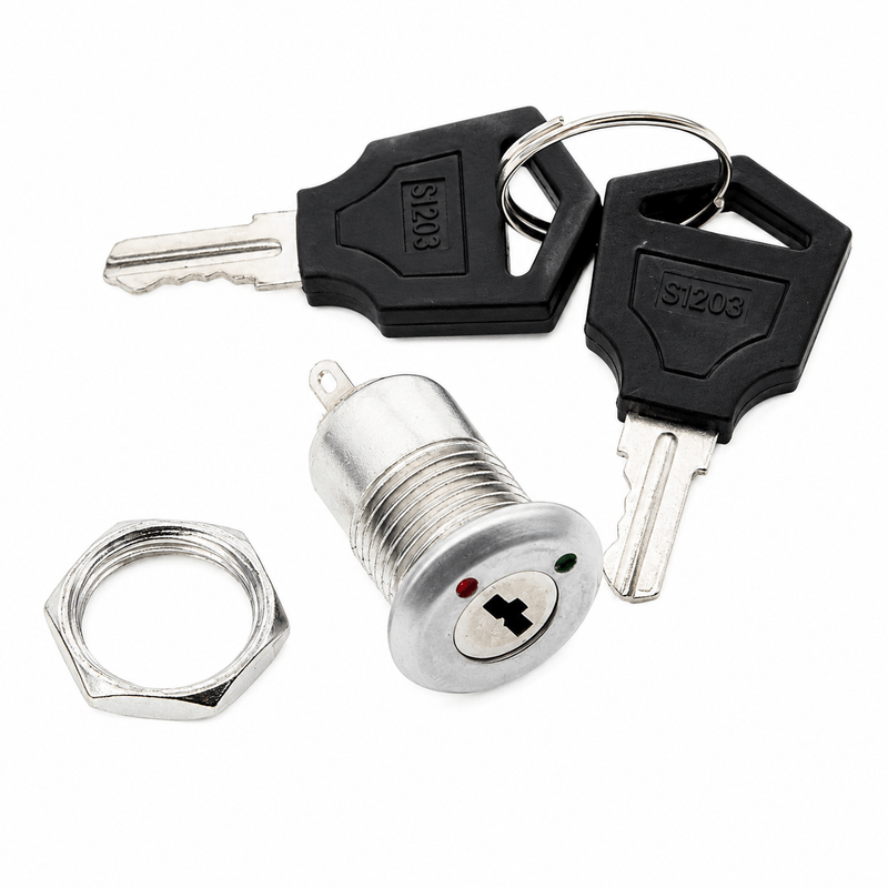 12mm Electronic Key Switch ON/OFF Lock Switch 2-Pin Security Power Switch with Keys for Electronics & Access Control
