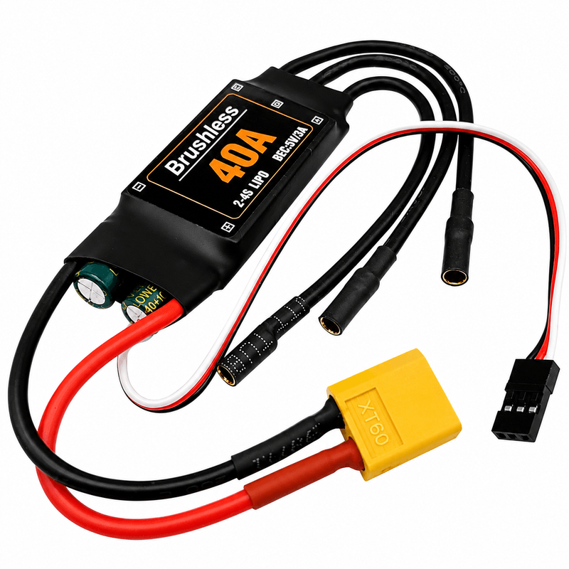 40A Brushless ESC 2-4S Electronic Speed Controller with 5V 3A BEC & XT60 Plug for RC Airplanes, Drones, Helicopters and Multi-Rotor Aircraft