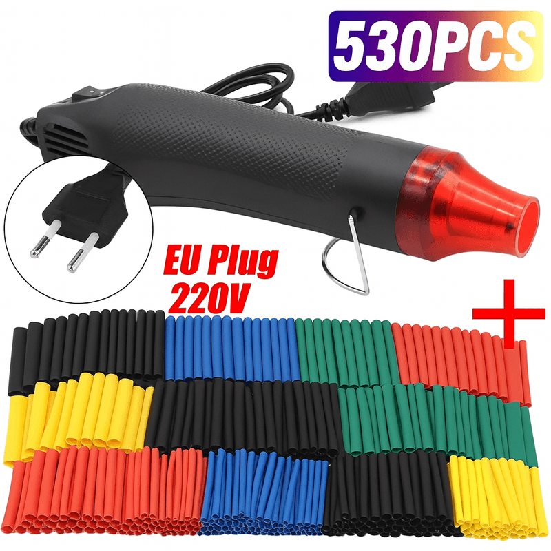 530PCS Heat Shrink Tubing Kit with Heat blower – Electrical Wire Insulation & Cable Repair Set