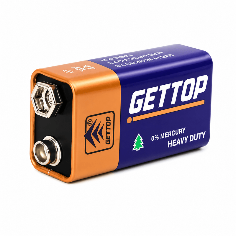 Gettop 9V Non-Rechargeable Battery | Heavy Duty 9 Volt Battery for Multimeters, Toys, Smoke Detectors & Electronics