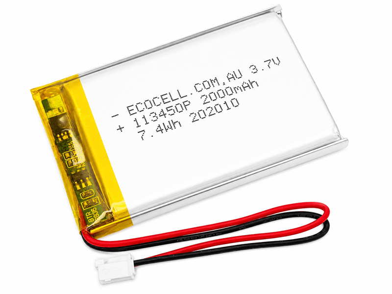 LiPo Battery 2000mAh 3.7V 113450 Rechargeable Lithium Polymer Battery Pack with Connector