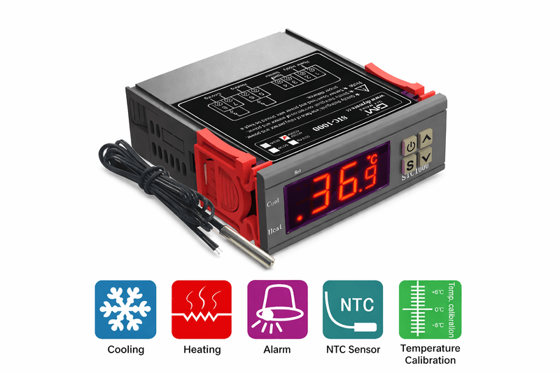 STC-1000 Digital Temperature Controller | Heating & Cooling Thermostat 12V / 24V / 220V
